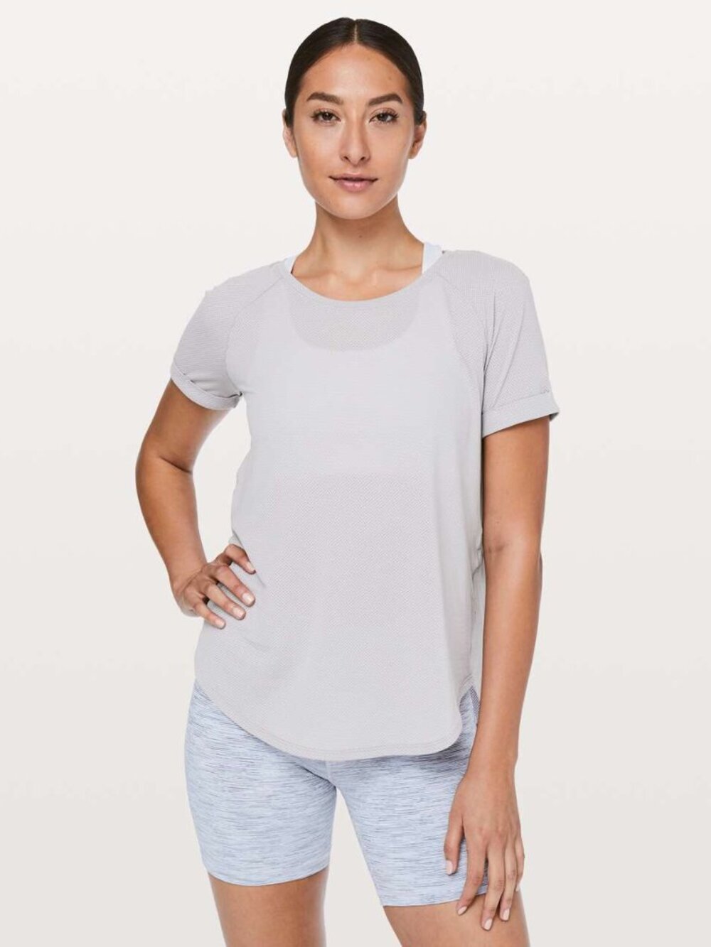 Lululemon Open Up Tie Back Tee - 12 Heathered Lavender Grey